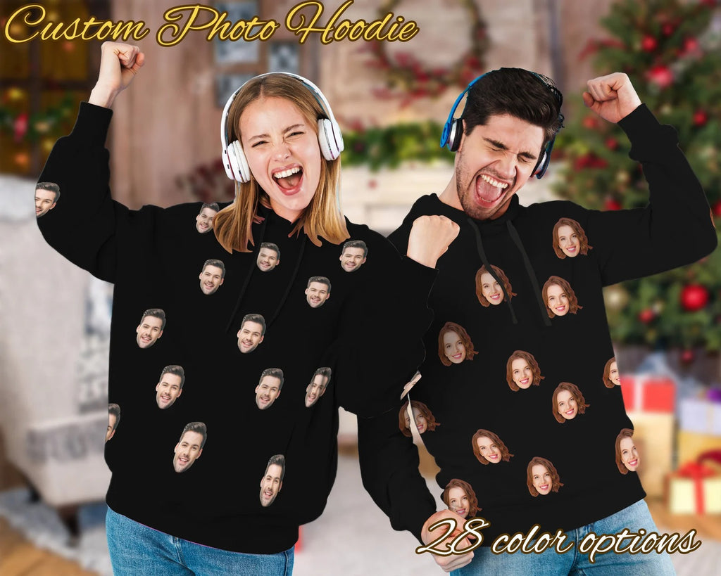 Custom Face Hoodie Funny Hoodies Personalized Photo Sweatshirt Design Sweatshirts Sport Valentines Christmas Gift for Girlfriend/Boyfriend