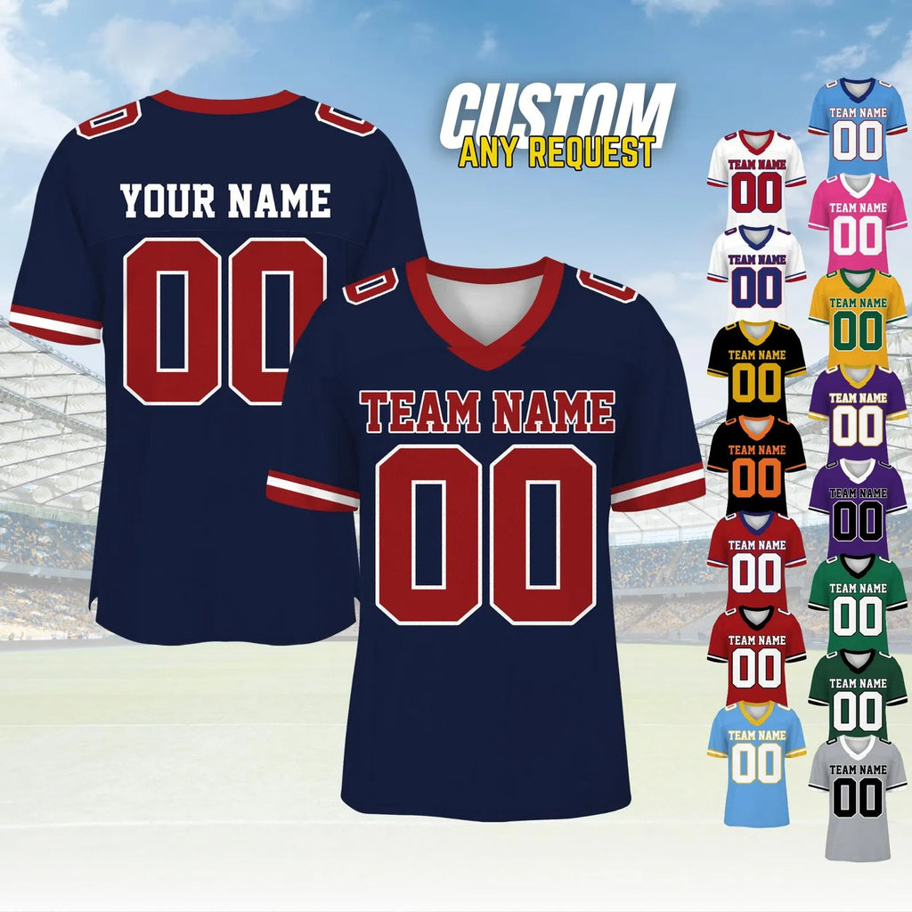 Personalized Football Jersey,Man Short Sleeves V-Neck Shirt,Custom Front Back Football Soccer V-neck Mesh Jersey For Men Polyester F17