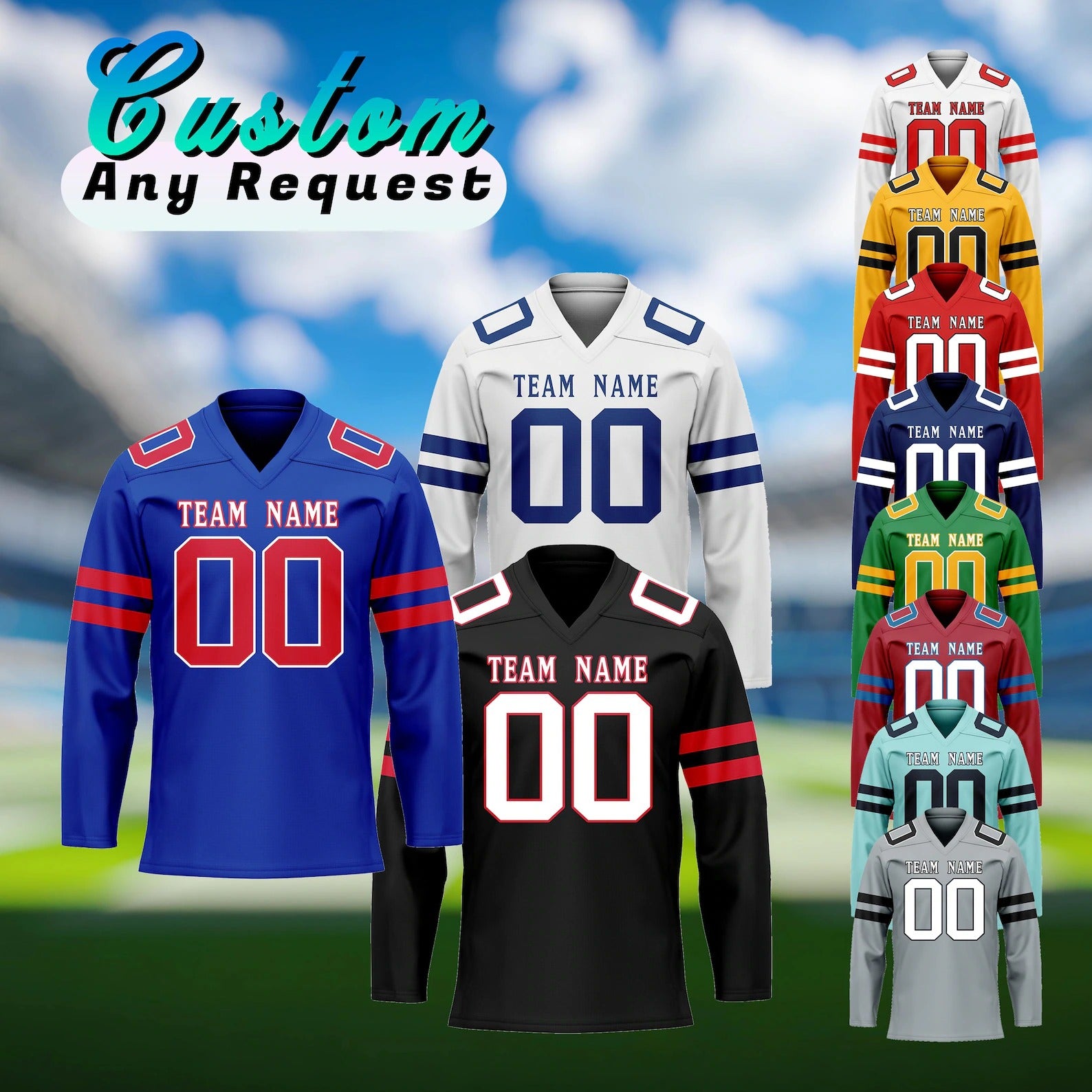 Custom Long Sleeve Jersey Shirt, Personalized Name Number Logo Team Sport Jersey For Adult Youth, Softball Baseball Football Jersey