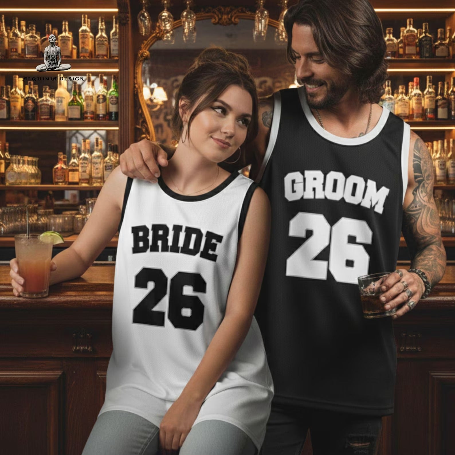 Personalized Bride & Groom Basketball Jersey: Matching Wedding Tank Tops