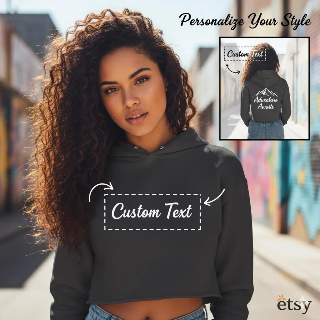 Custom Cropped Hoodie with Embroidered Logo | Bella + Canvas | Personalized Women’s Hoodie