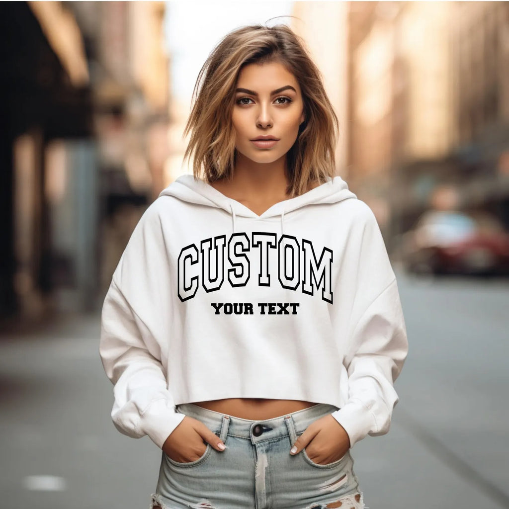 Custom Cropped Hoodie with Embroidered Logo | Bella + Canvas | Personalized Women’s Hoodie