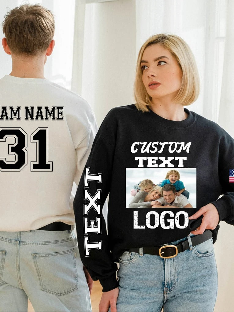 Custom Logo Sweatshirt: Personalized Text, Team Name & Number