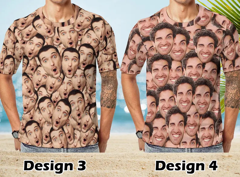 Custom Face All-Over Print T-Shirt, Personalized Photo Shirt