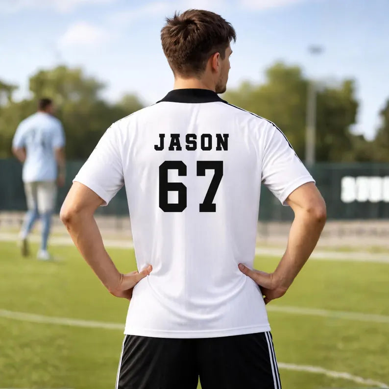 Custom V Neck Soccer Jersey with Collar, Personalized Name Number Shirt, Custom Team Jersey, Football Shirt, Sports Uniform