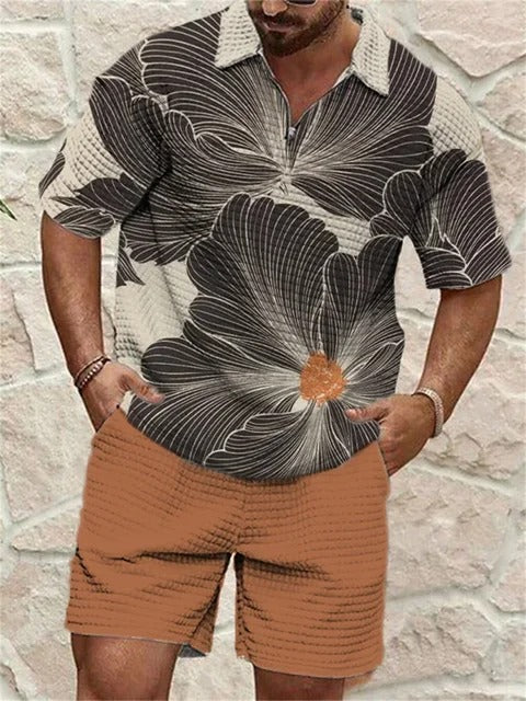 Casual Men's Short Sleeve Zipper Design Shirt, Comfortable Male Shirt For Summer Outdoor, Gift For Man