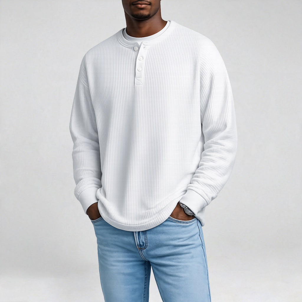 Men's and Big Men's Waffle Knit Long Sleeve Button Henley T-Shirts