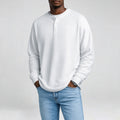 Men's and Big Men's Waffle Knit Long Sleeve Button Henley T-Shirts