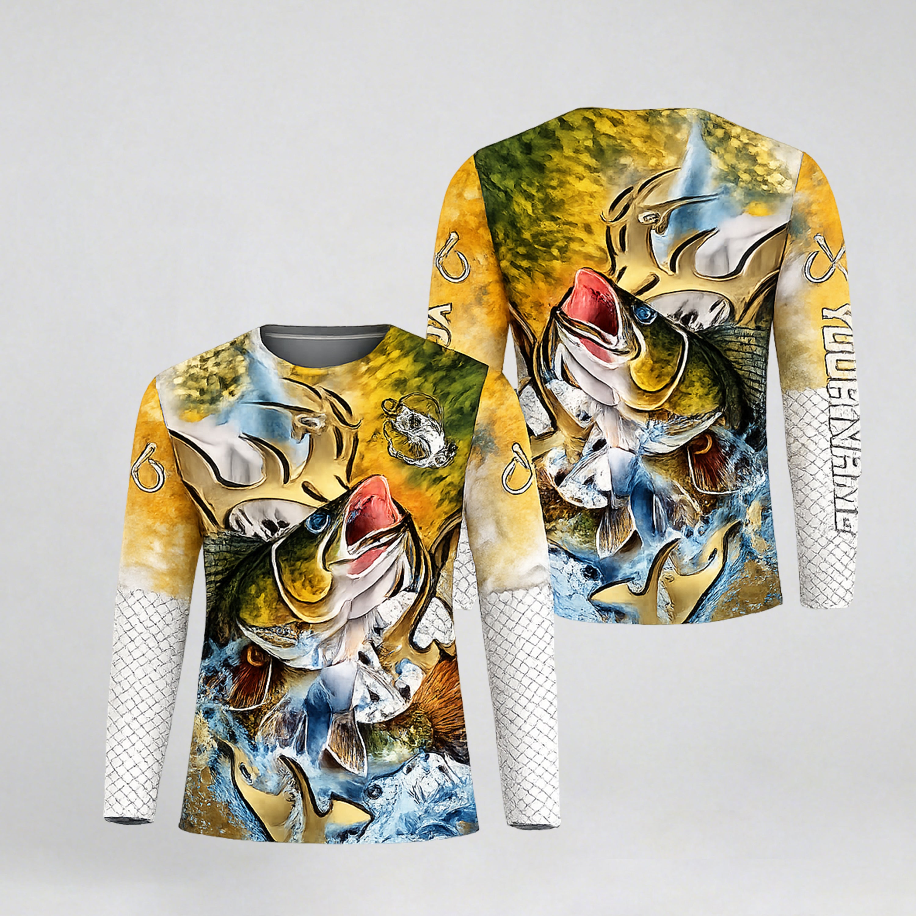 Walleye Fishing Jersey, Trophy Splash Art Shirt, Custom Team Name Long Sleeve, Tournament Fishing Shirt, Angler Gift Men Women
