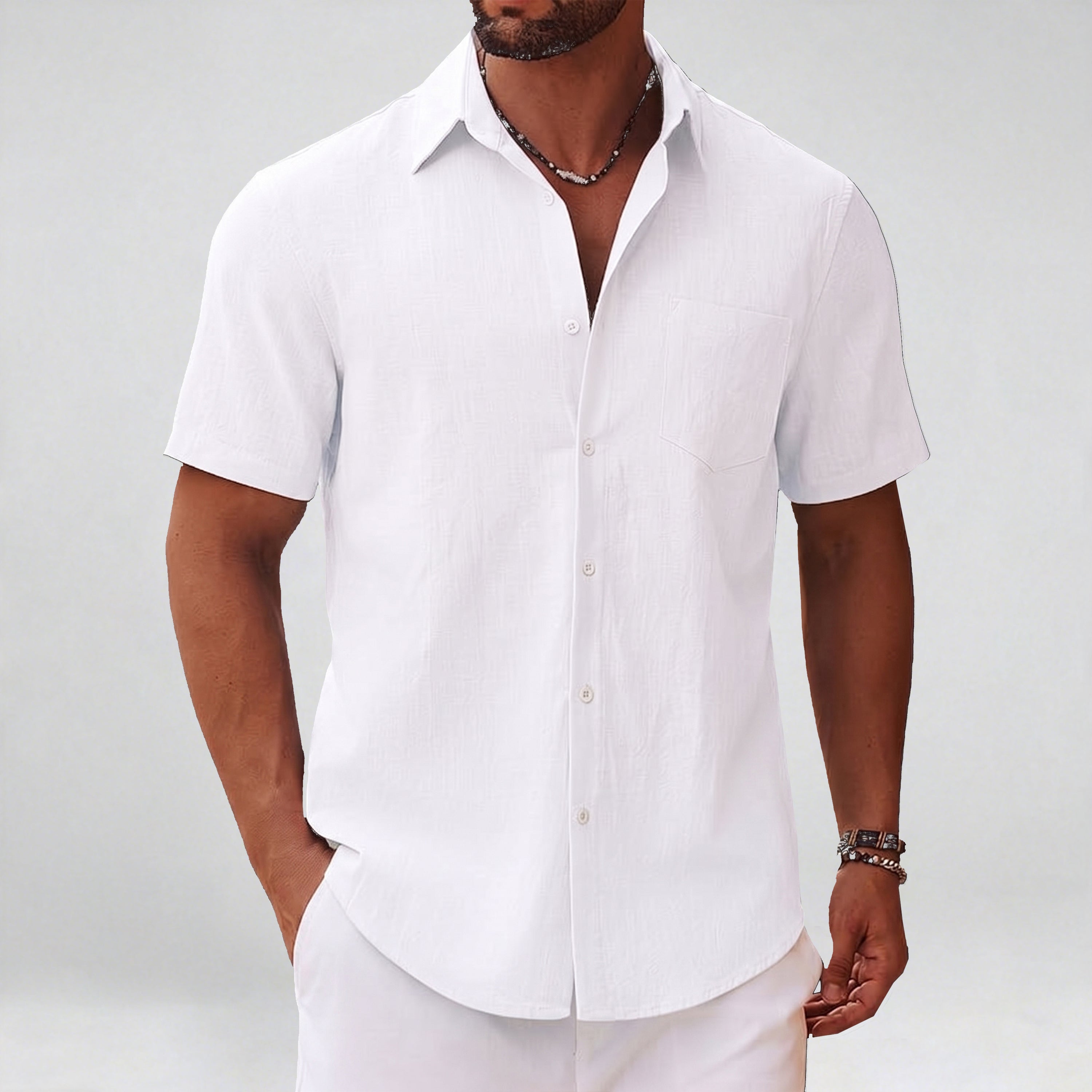 COOFANDY Men's Short Sleeve Shirt Lightweight Summer Shirt with Chest Pocket Casual Holiday S-4XL