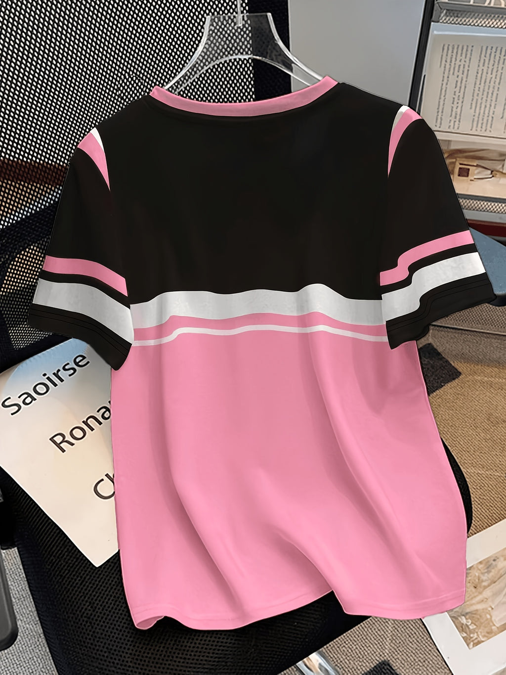 Women's Casual Streetwear Drop-Shoulder T-Shirt with Drop-Shoulder Sleeves, Featuring "28" Numeric and Letter Print, Y College Style, the Perfect Gift for Friends and Family